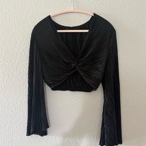 Elegant Black Pleated Women's Top